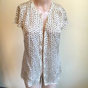 Banana republic silk ivory polkadot cap sleeve top